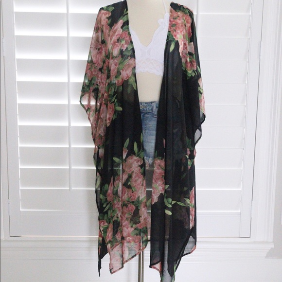 Other - Victoria Black Floral Duster Kimono